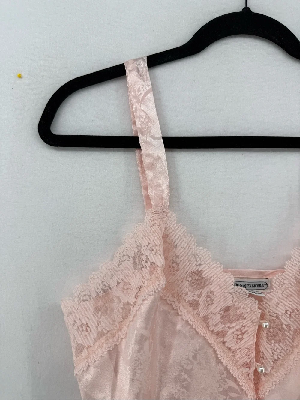 Delicate Pink Lace-Trim Satin Camisole